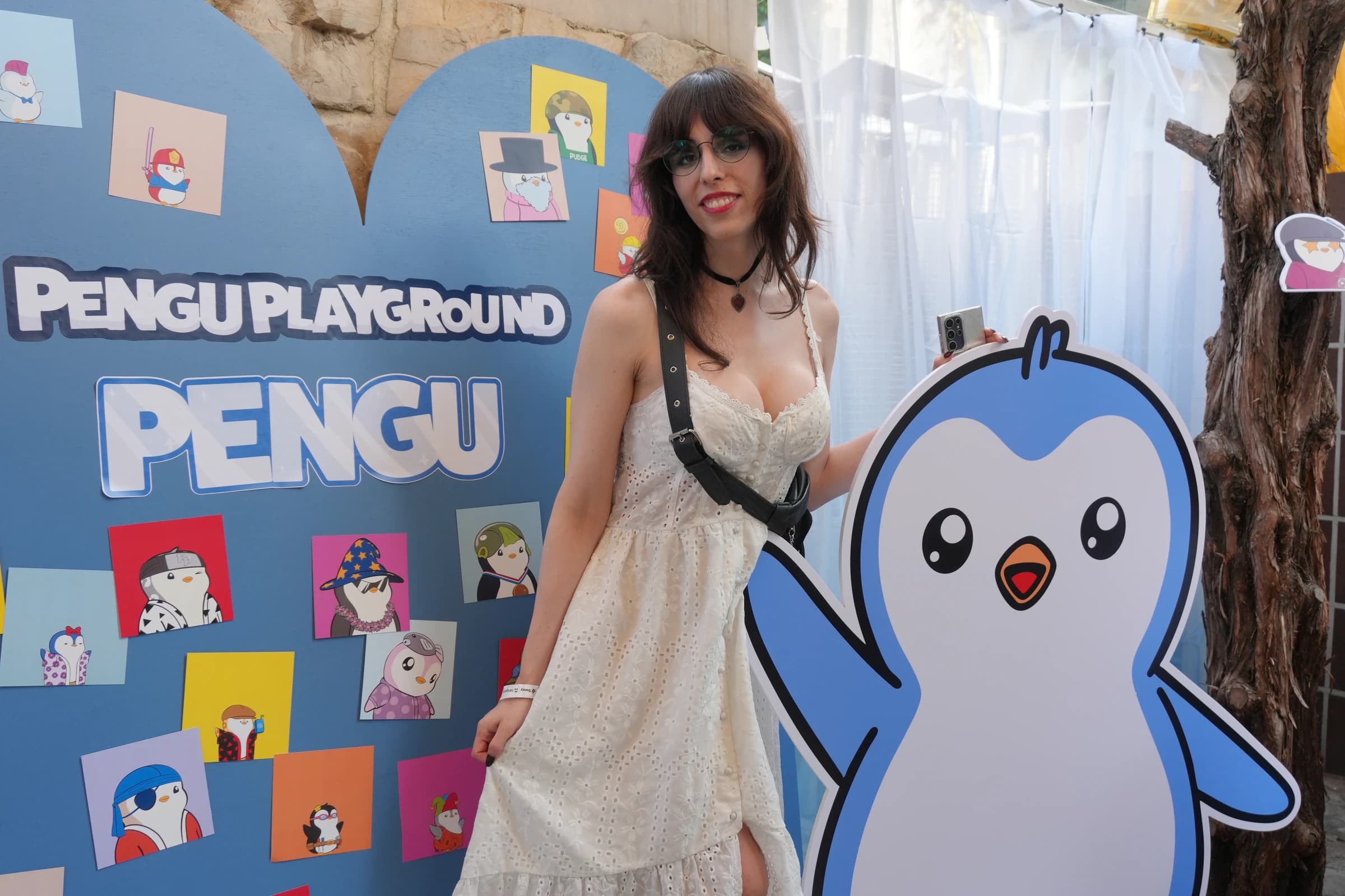 EMINATR1X at Pengu Playground with PENGU branding and mascot
